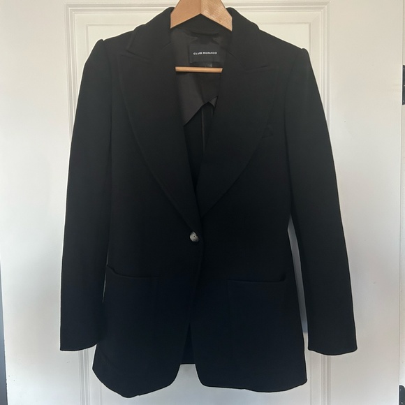 Club Monaco Black Twill Blazer - Picture 2 of 10